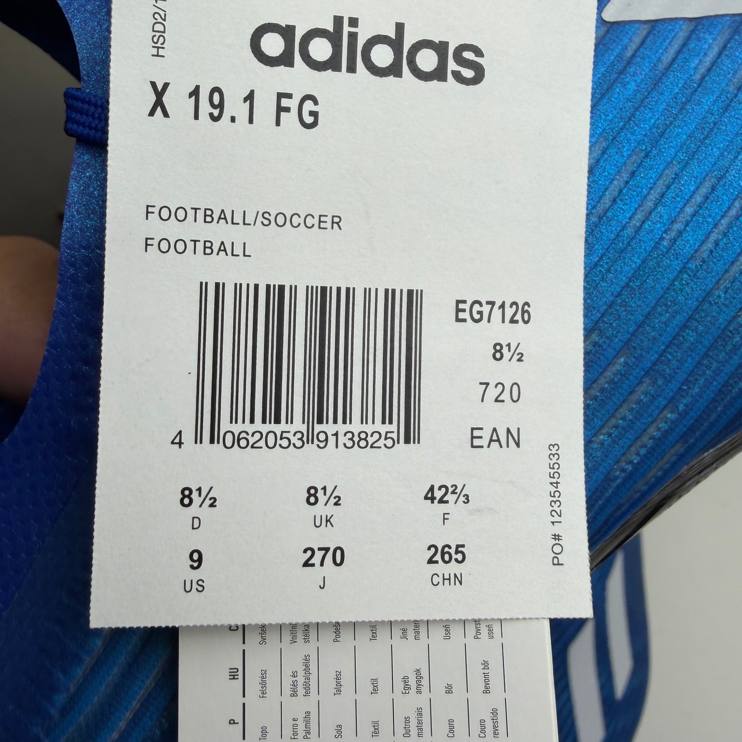 Adidas X 19.1 Fg Royal Blue Football Boots Uk 8.5 Rare New