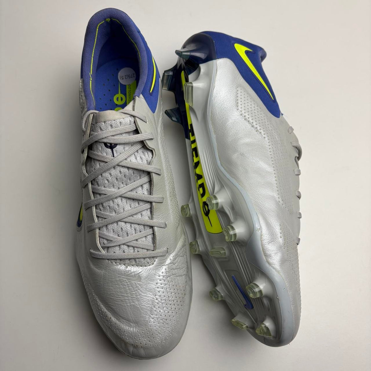 Nike Tiempo legend 9 Elite Fg Football Boots Grey Fog/Volt New Uk 8.5