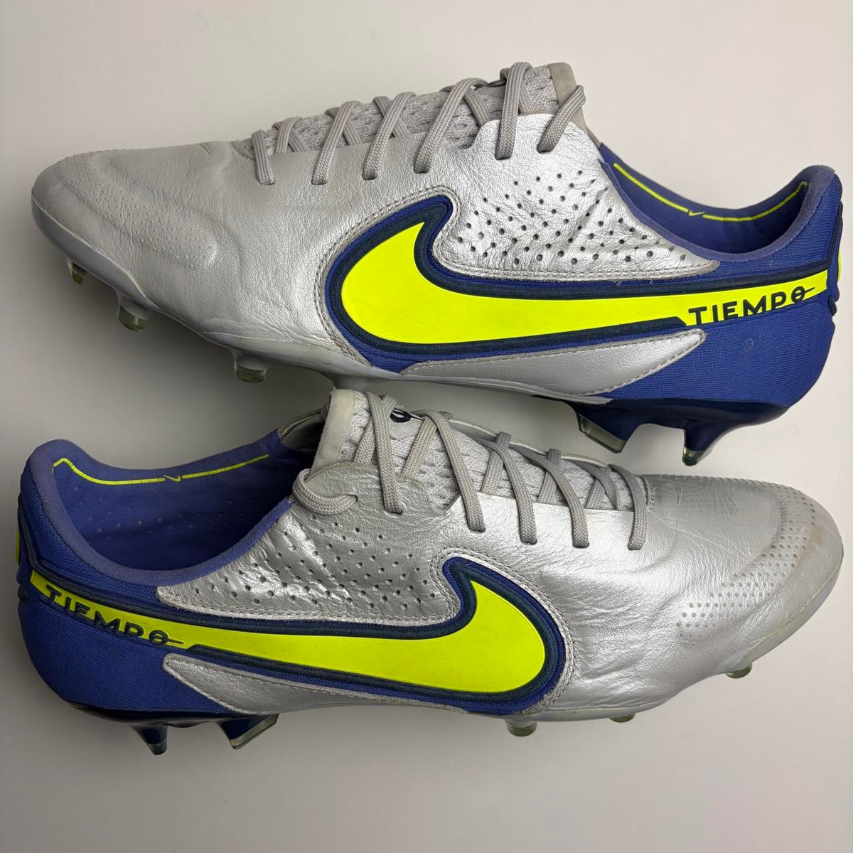Nike Tiempo legend 9 Elite Fg Football Boots Grey Fog/Volt New Uk 8.5