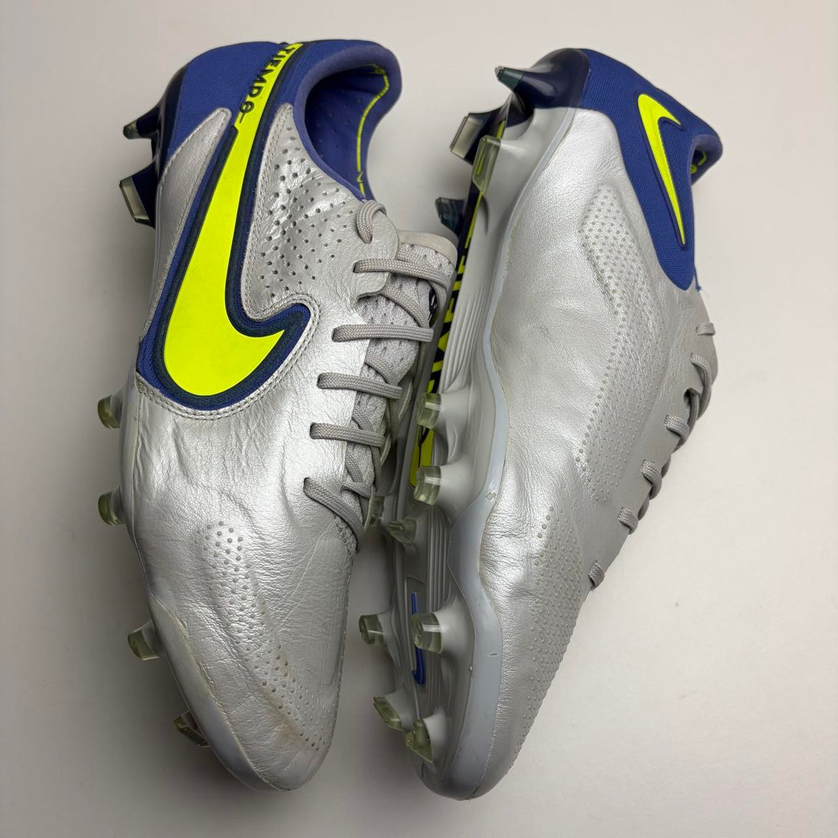 Nike Tiempo legend 9 Elite Fg Football Boots Grey Fog/Volt New Uk 8.5