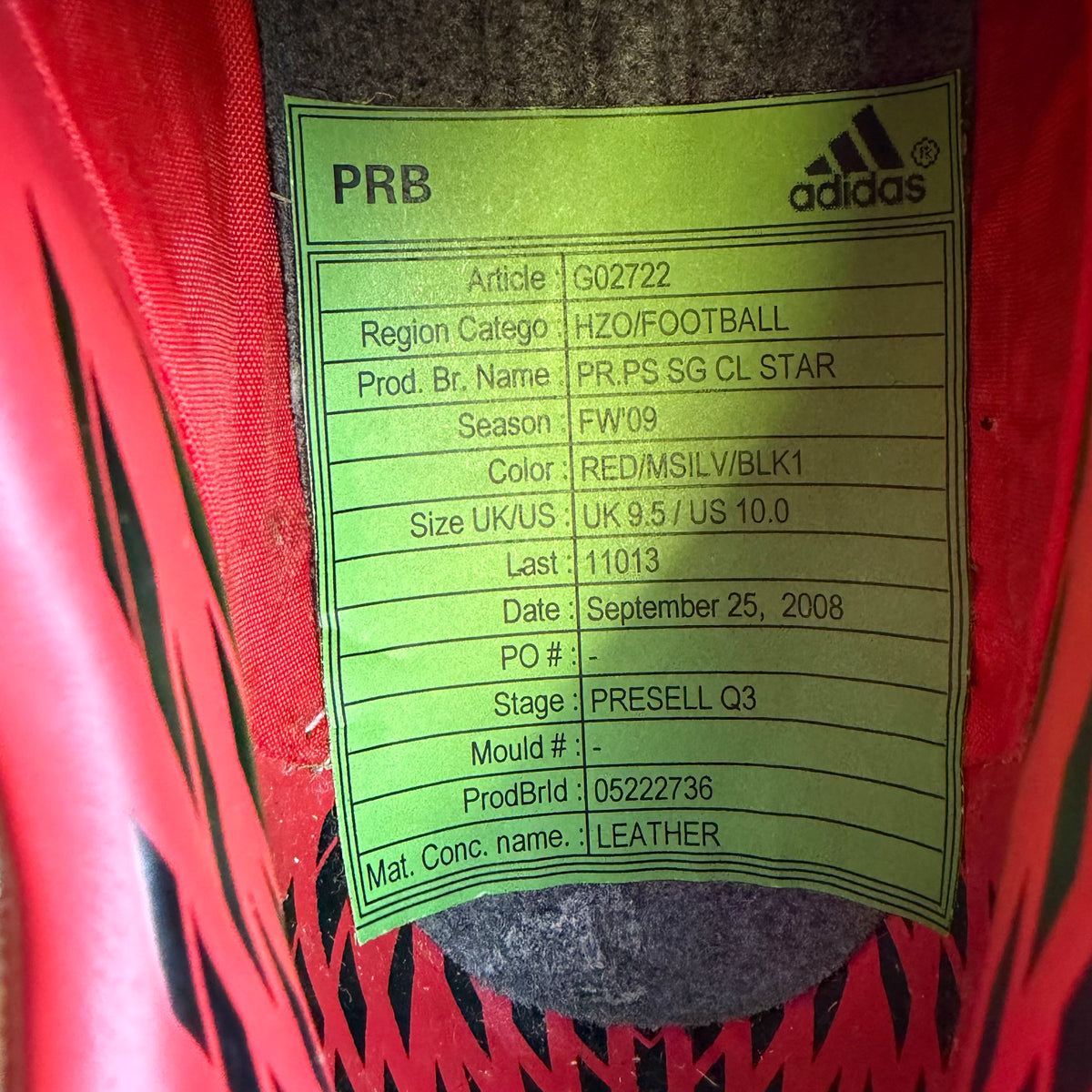Adidas Predator Powerswerve Sg Football Boots Uk 9.5 Sample Collector